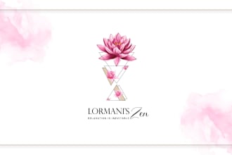 do watercolor feminine botanical boho spa hand drawn logo with branding kit