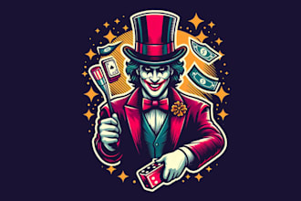 make an amazing magician joker mascot logo design with express delivery