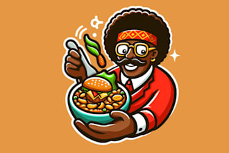 design beautiful african food mascot logo in one day