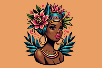 design wonderful african fashion beauty mascot logo with unlimited revision