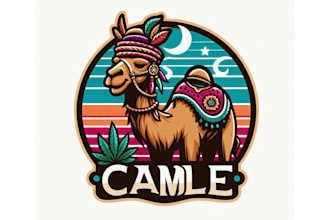 create beautiful camel hippie mascot logo only 12 hours
