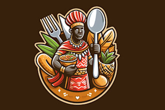 design an awesom african food mascot logo  in very short time