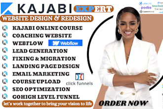 kajabi website design, kajabi online course sales funnel, thinkific, podia