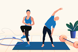 draw exercise,character, yoga, workout, fitness any pose illustration