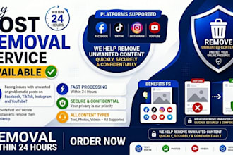 remove harassing post from instagram, facebook,youtube and tiktok under dmca