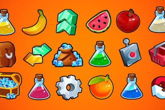 draw 2d cartoon game icons