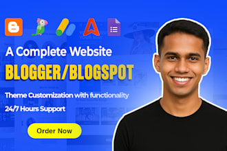 create blogspot website and set up relevant theme customization with support