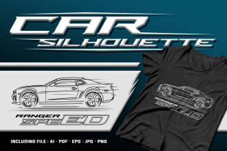 create car or any vehicle silhouette for t shirt design