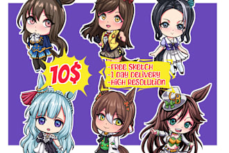 create chibi anime for sticker, keychain, and emote