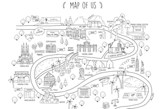 create a line art map illustration