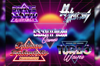 make retro 80s logo and futuristic synthwave chrome neon text effects