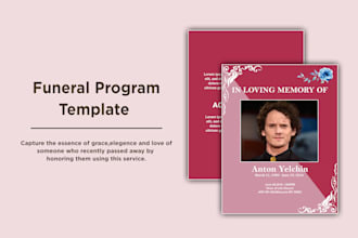 design funeral,obituary and memorial flyers and program