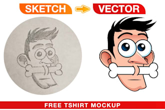 convert sketch to vector illustration by manual vector tracing of image and logo