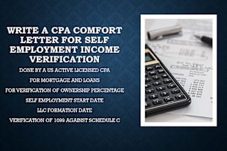 a write CPA comfort letter for self employment income and ownership verification