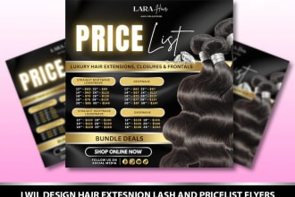 design hair extension, salon, beauty, and lash flyer