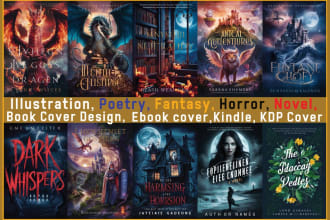 design artistic poetry book cover, fantasy, horror,  novel ebook cover, kindle