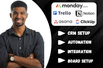 setup clickup monday crm asana notion trello zapier board on project management