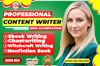 ghostwrite 30,000 words ebook, ebook writer, nonfiction ebook, witchcraft story