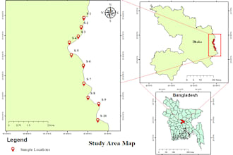 make study area maps for your paper, literature, project or thesis