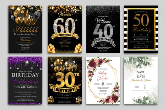 design birthday, wedding, save the date invitation in 6 hours