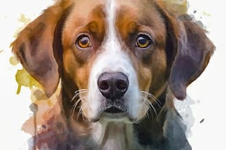 paint dog, cat or any pet portrait using watercolor