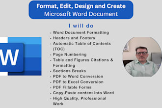 create, format, type, edit, and design microsoft word documents