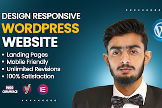 create responsive wordpress website on elementor pro, redesign wp landing pages