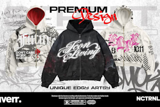 design edgy y2k zip up hoodie and streetwear apparel
