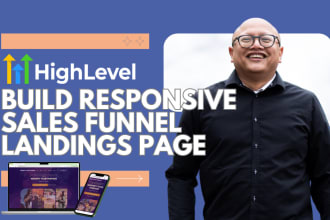 build gohighlevel landing page, sales funnel, website ghl