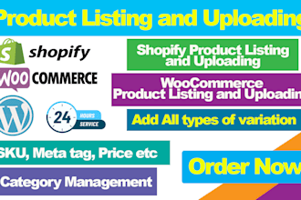 do product listing and uploading to shopify and woocommerce