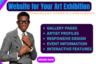design art gallery website, museum and tourism website, artwork exhibition page