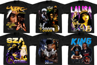 design a vintage old school 90s bootleg rap for your tee