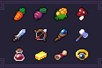 make pixel art icons, items and assets for your indie game