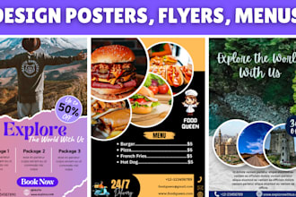 design attractive posters, flyers and menus