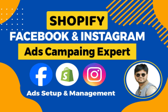 setup ads manage shopify facebook ads, instagram ads, fb ig advertising