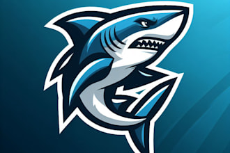 do sharks  sea bach mascot logo design 1 day
