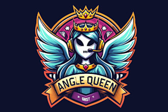 make a high quality angle queen ghost gaming mascot logo with new concept