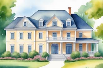 draw watercolor wedding venue, house and buildingg