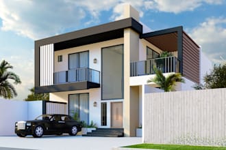 render 3d residential exterior and interior in sketchup
