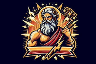 design eye catchy zeus mascot logo with satisfaction guaranteed