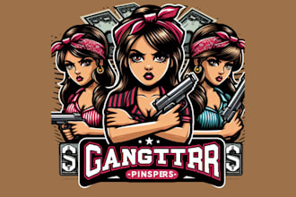 create amazing girls gangster mascot logo with unlimited revisions