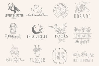 create a hand drawn feminine botanical line art logo