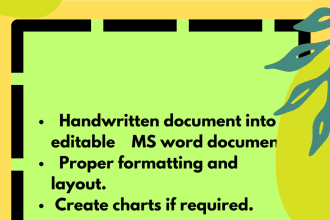 type your handwritten work or assignment into ms word and create charts