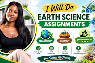 do earth science assignments, climatology, geology n environmental policy task