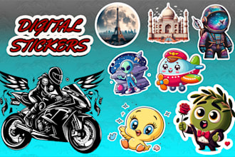 create custom badge, patch, cartoon and cute stickers design
