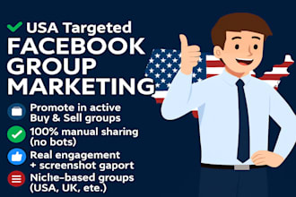 do  USA based facebook group marketing and manual product promotion