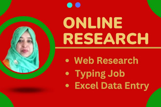 do online research, web research and typing