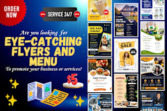 do modern business flyer design, food menu card and poster design