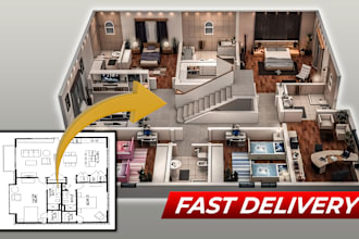 convert your 2d plan into 3d floor plan