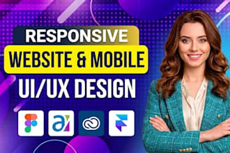 do ui ux figma website design mockup, web mobile app, prototype and landing page